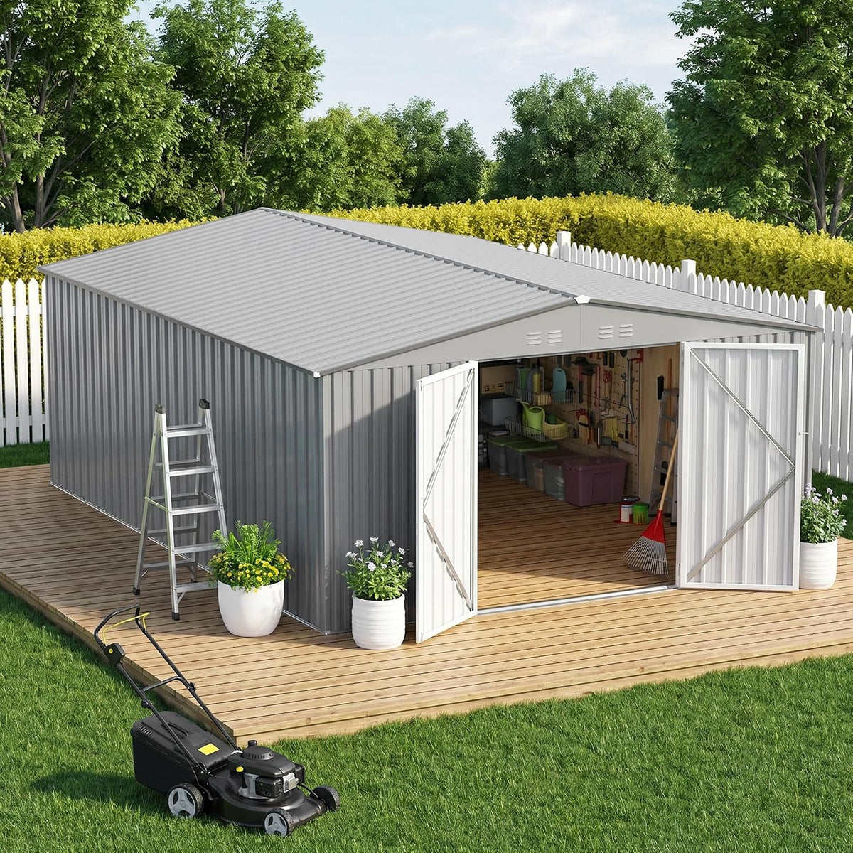 12 ft outdoor storage shed, heavy duty metal, main product view
