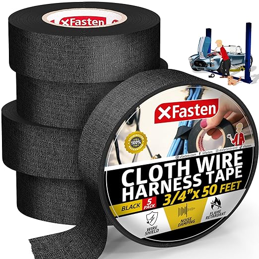 XFasten Wire Harness Tape, 3/4-Inch x 50-Foot, High Temp Wiring Loom Harness by XFasten