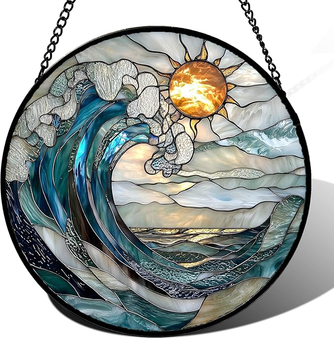 DASTOLL Stained Glass Window Hanging, and Mom 14.9x14.9 in by DASTOLL