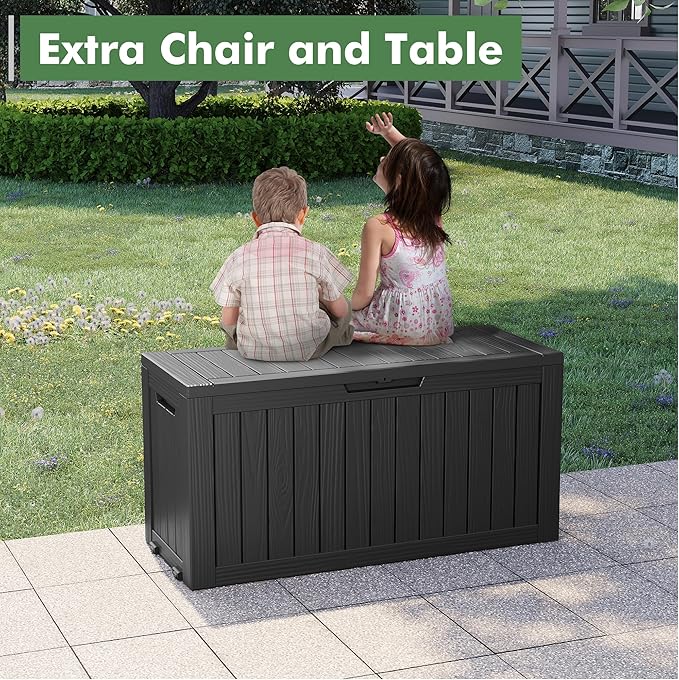 NUNU LAB 75 Gallon Outdoor Storage Box, Large Resin Sturdy Deck Box, Backyard - Image 9