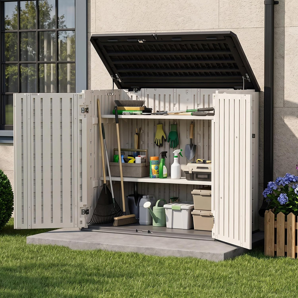 31 cu.ft resin outdoor storage cabinet with 2, main product view