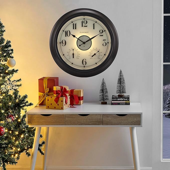 CLXEAST Illuminated Indoor Outdoor Clocks Waterproof 18 inch - Image 6