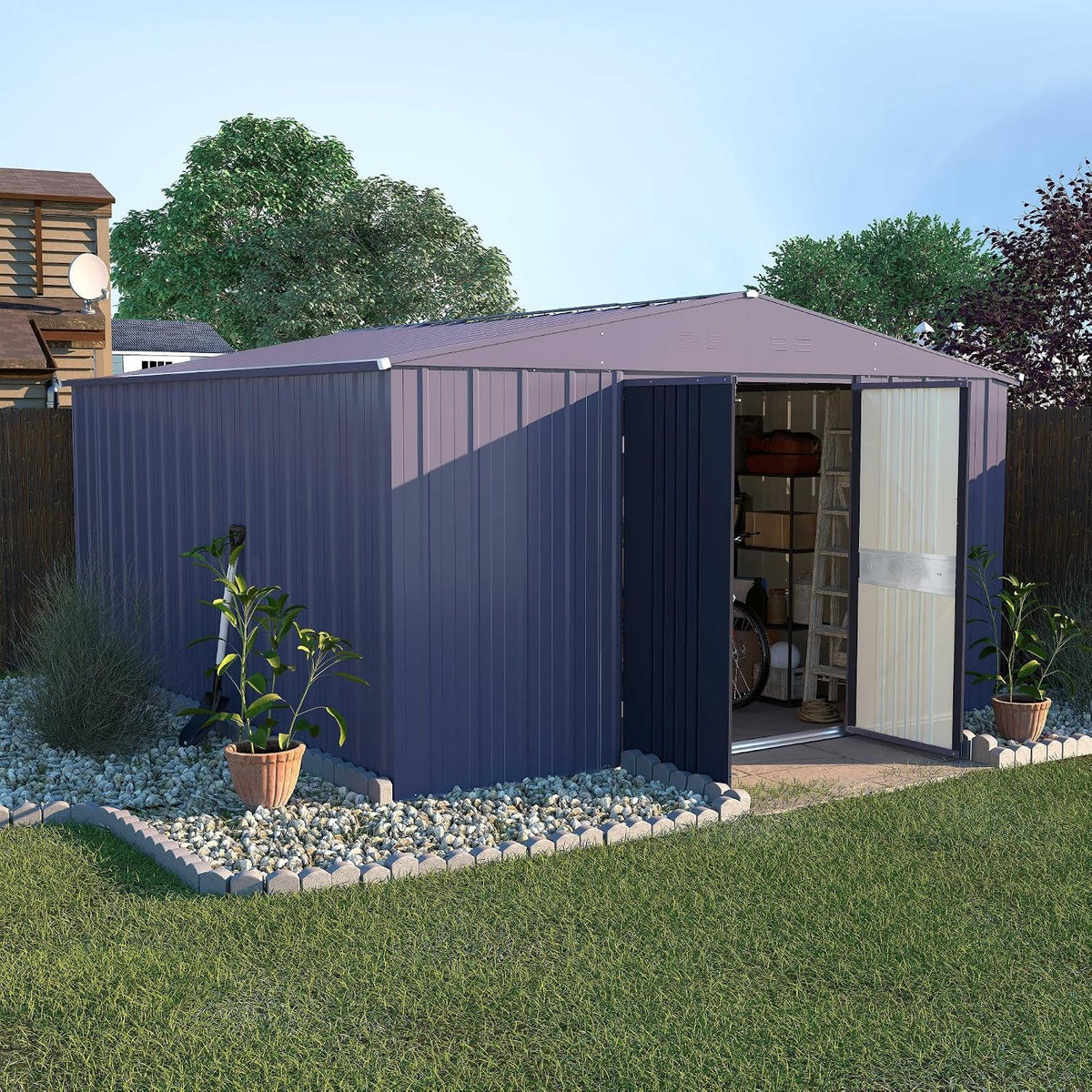 mupater storage shed 10' x12' for outdoor, metal, main product view