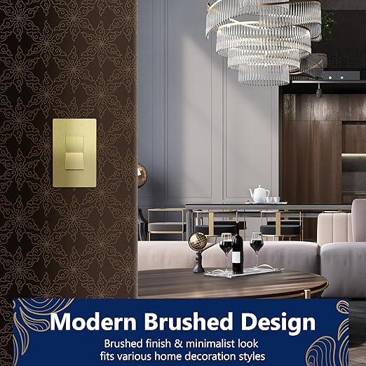LIDER Brushed Gold Minimalist Design Decorator Switch - Image 6
