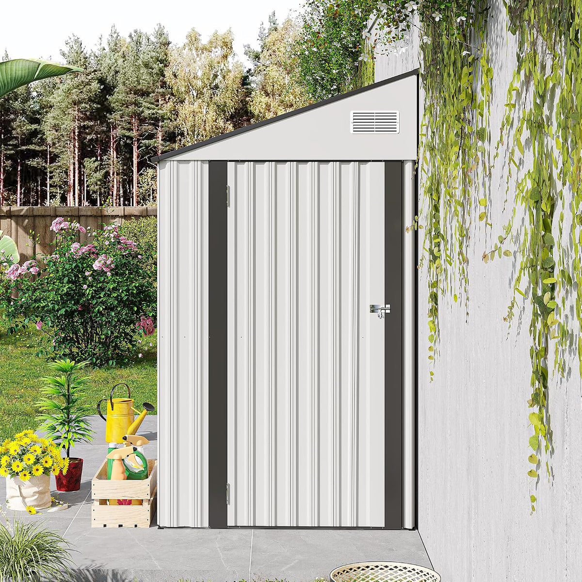 yopto 4×8 ft outdoor metal storage shed,heavy-duty lean, main product view