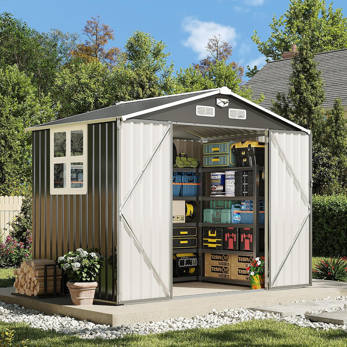 8x6ft outdoor storage shed, tool shed with sloping, main product view