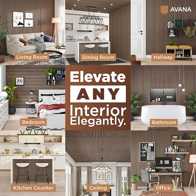 Avana Acoustic Wood Wall Panels – 94.4 x 12.6 Inch Smoke Walnut Acoustic Panels - Image 3