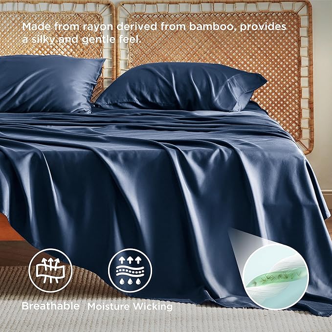 Bedsure Queen Sheet Set, Rayon Derived from Bamboo, Cooling Sheets, Breathable - Image 3