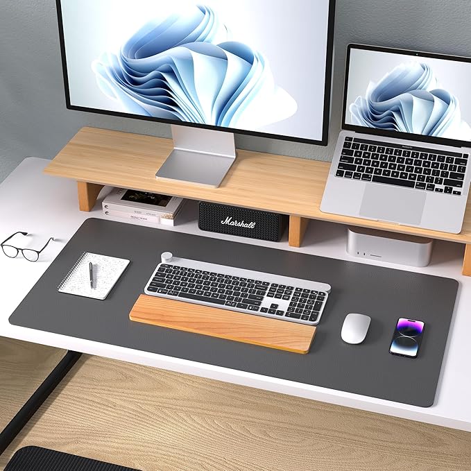 Leather Desk Pad Protector, Mouse Pad, Office Desk Mat, Non-Slip PU Leather - Image 9