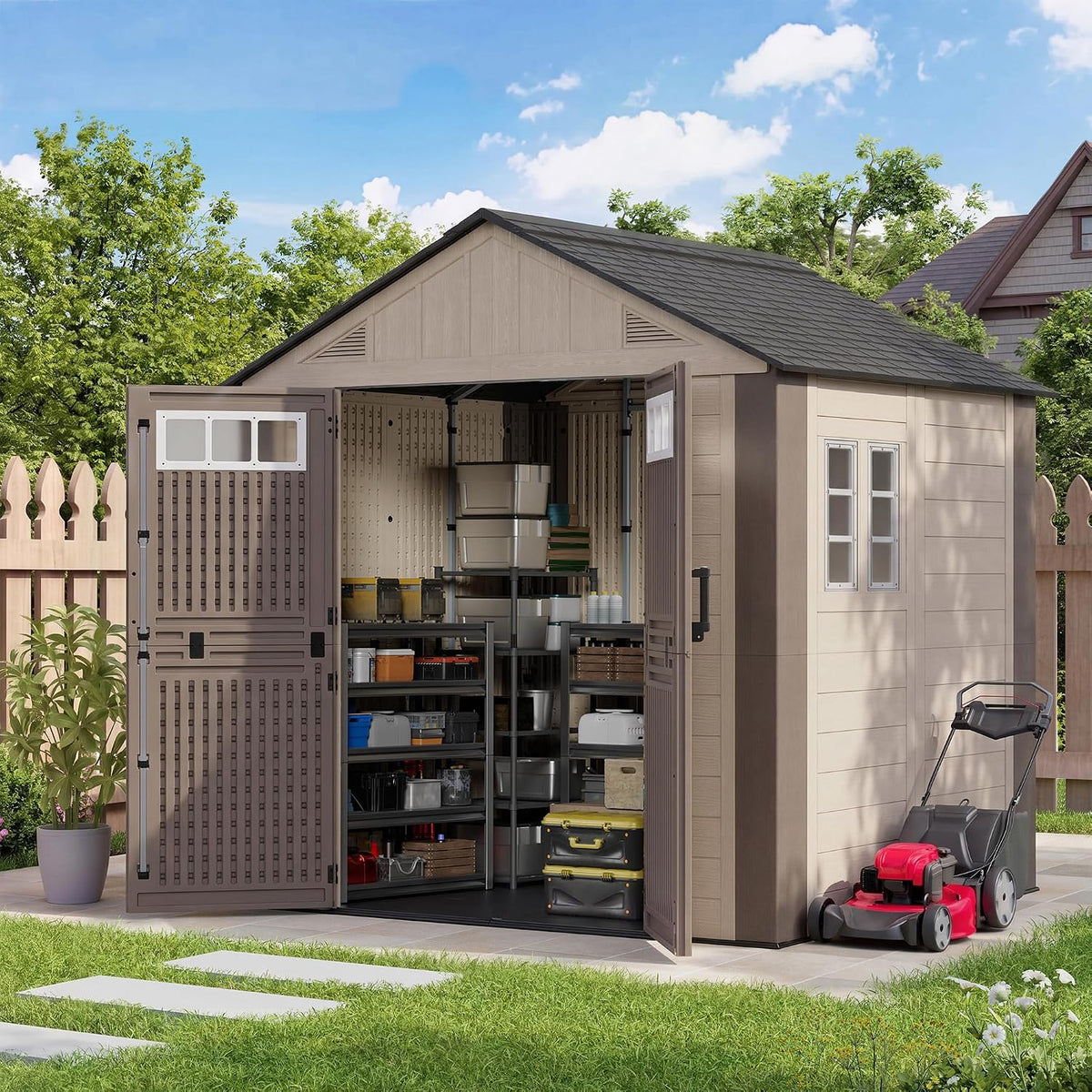 amopatio 8x6 ft outdoor storage shed with floor, main product view