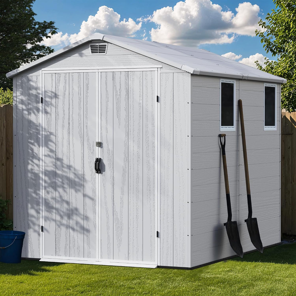 greesum 6x8ft plastic outdoor storage shed with floor, main product view
