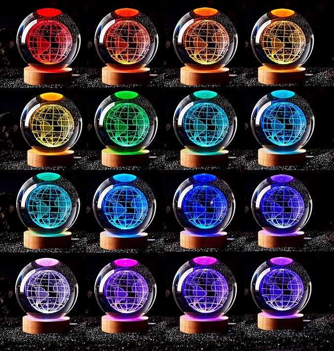 Conalisk 3D Earth Crystal Ball Lamp, 3.15 inch K9 Crystal Ball Night Light - Image 2