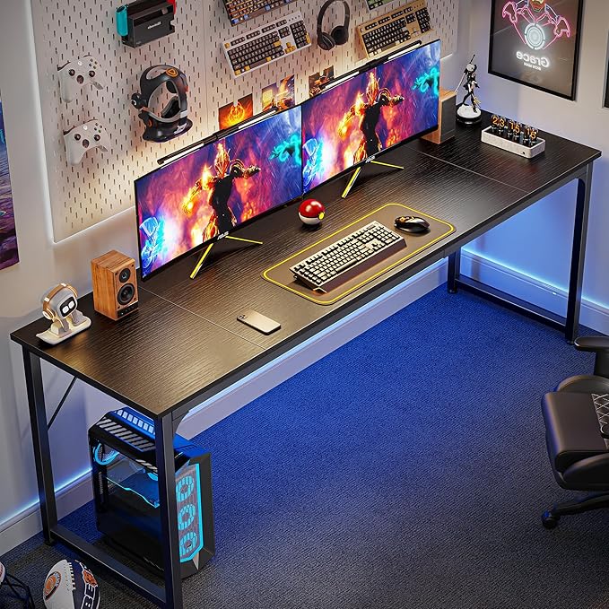 Huuger Computer Desk, 70 Inch Office Desk, Gaming Desk - Image 4