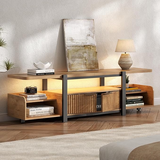 TV Stand with LED Lights and Storage cabinet by Gyfimoie