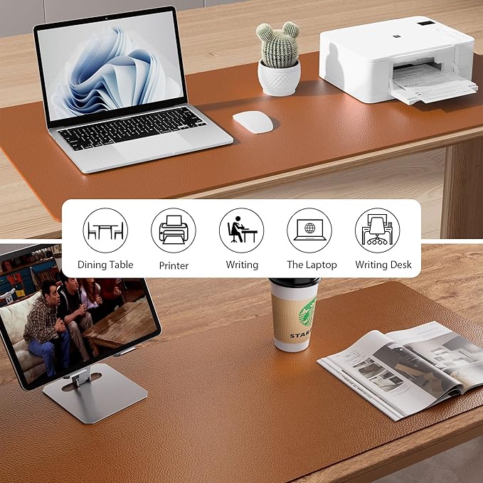Aothia Leather Desk Pad Protector, Mouse Pad, Office Desk Mat, Non-Slip PU - Image 5