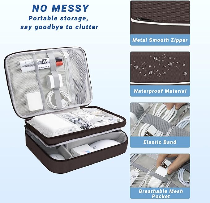Electronics Organizer, Travel Cord Organizer Pouch, Portable Cable Organizer - Image 2