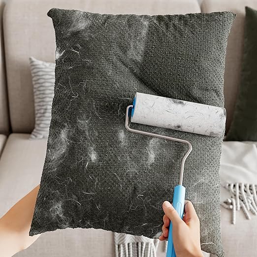 Large Surface Extra Sticky Lint Roller 6.3'', 444 Sheets Long Handle Pet Hair - Image 2