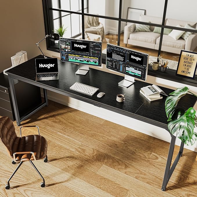 Huuger Computer Desk, 80 Inch Office Desk, Gaming Desk - Image 6