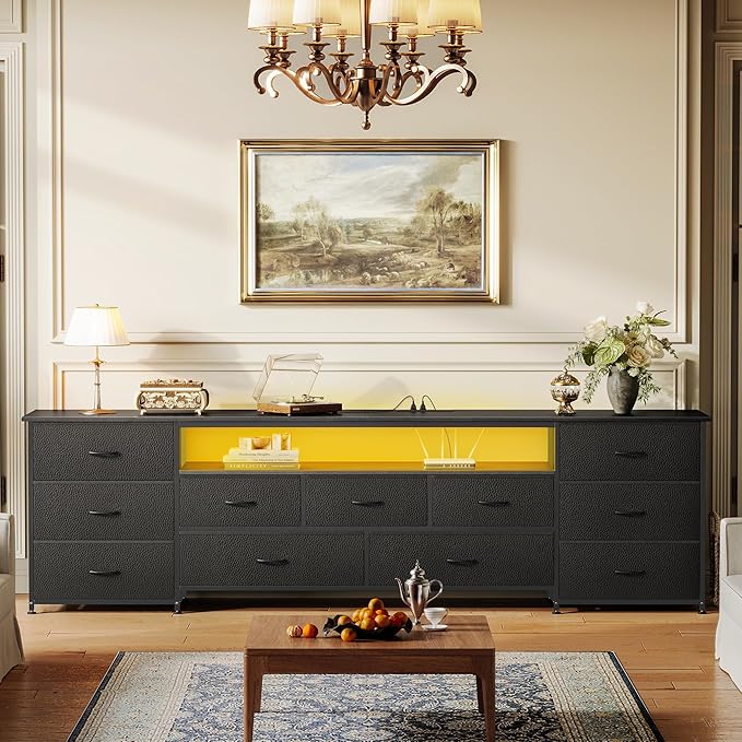 Huuger 78.7 Inch TV Stand for 75, 80 Inch TV, 11 Drawer Long Dresser - Image 2