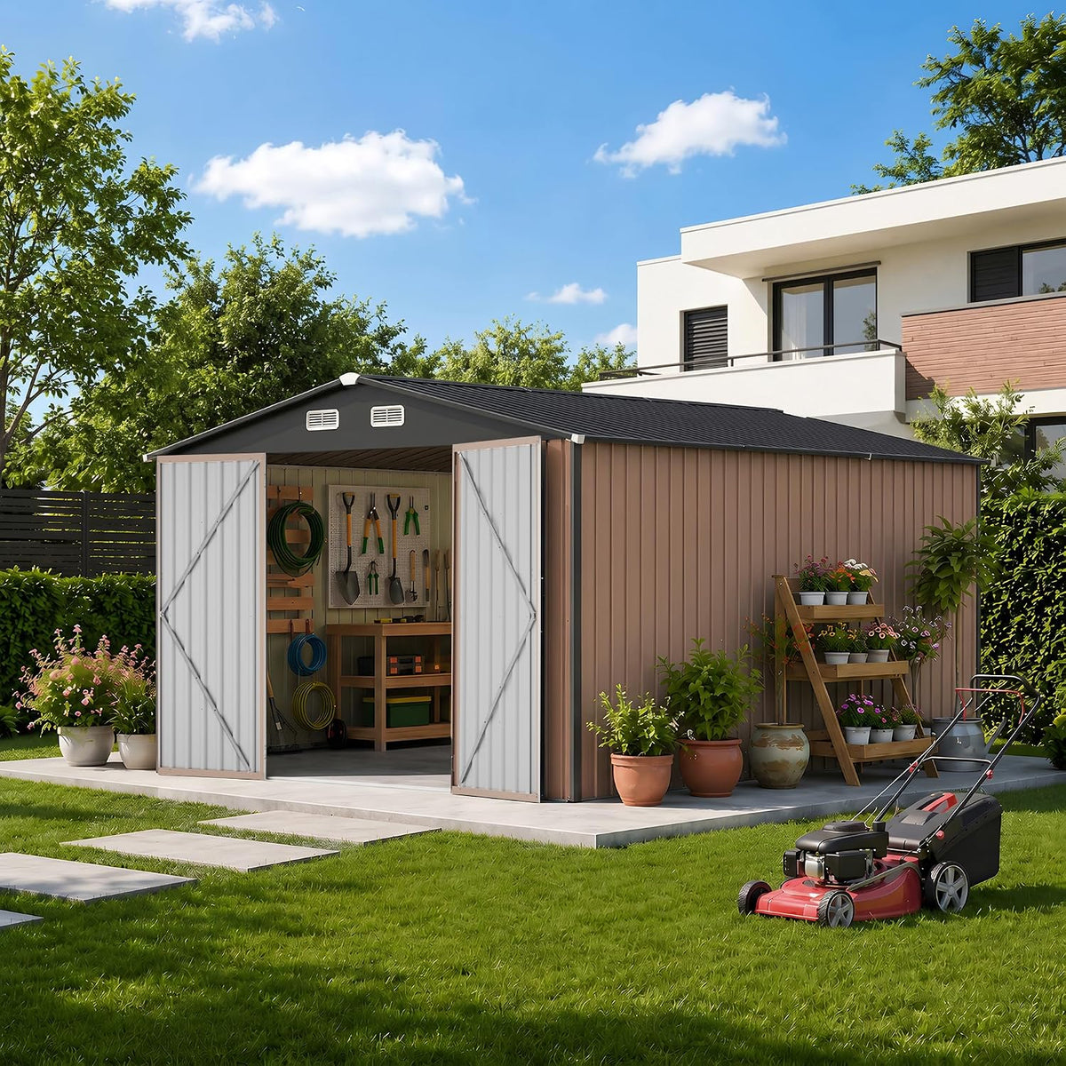 10x12 ft outdoor storage shed, metal garden shed, main product view