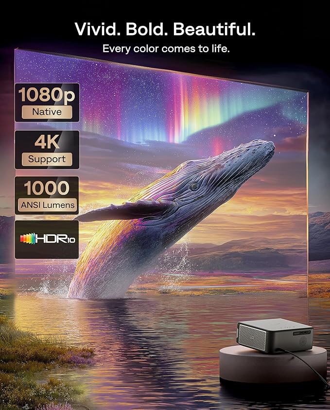Aurzen EAZZE D1 MAX Upgraded Google TV Smart Projector 4K Supported, 1000 ANSI - Image 6