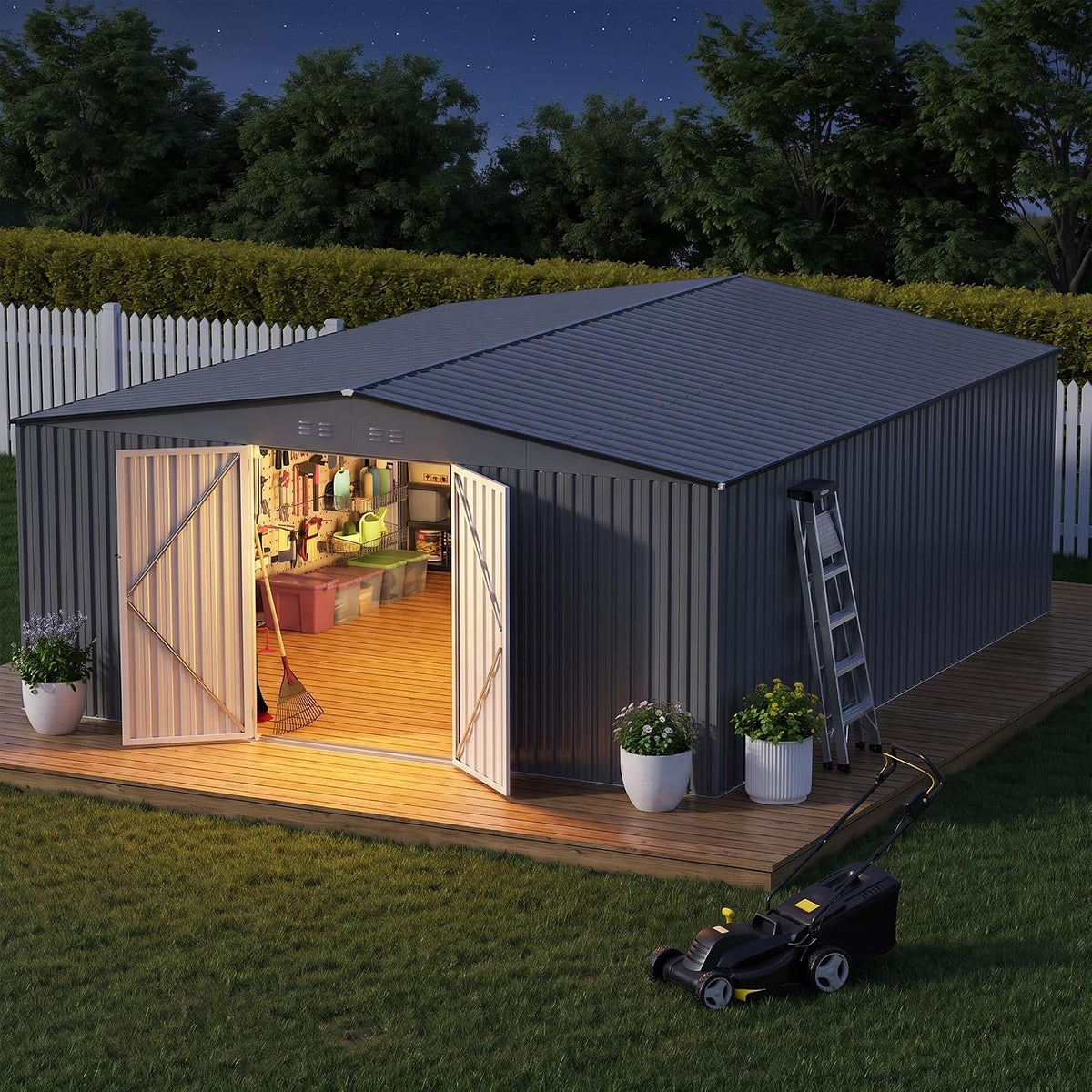12 ft outdoor storage shed, heavy-duty galvanized steel, main product view