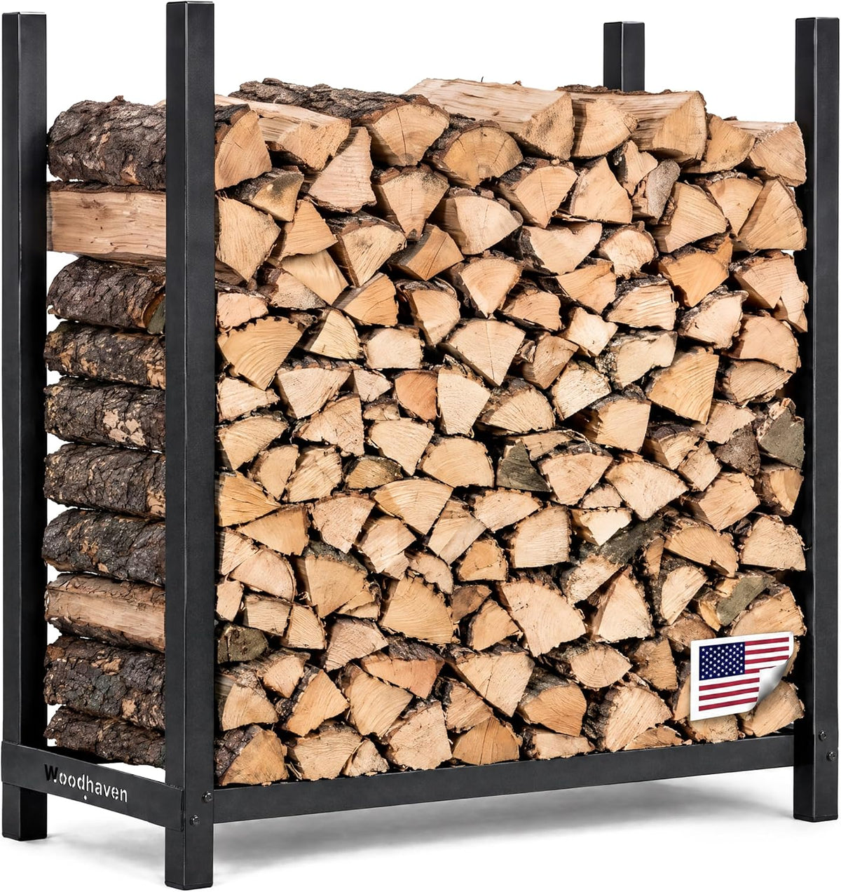 woodhaven 3-foot black raised firewood rack w/o cover, main product view