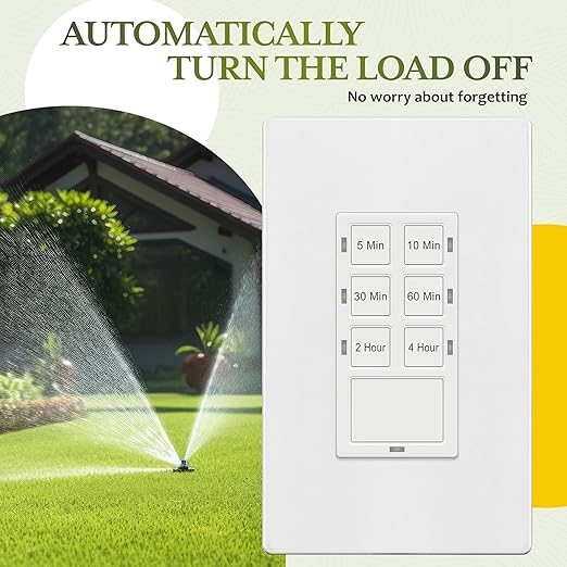 TG 4-Hour No Neutral Countdown Timer Switch, 5-10-30-60 Min, 2-4 Hour, - Image 4