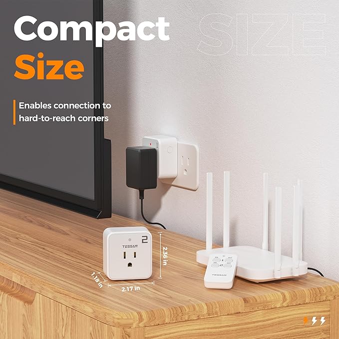 Remote Control Outlet Plug, TESSAN Wireless Light Switch Kit 100ft RF Range - Image 6