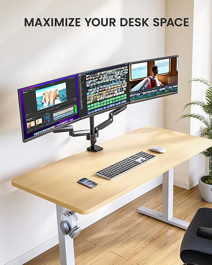 ErGear Triple Monitor Mount for 13-27 inch Screens, Triple Monitor Arms - Image 5