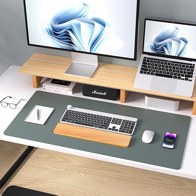 Aothia Leather Desk Protector, Mouse Mat, Non-Slip PU Leather Blotter, Laptop - Image 8