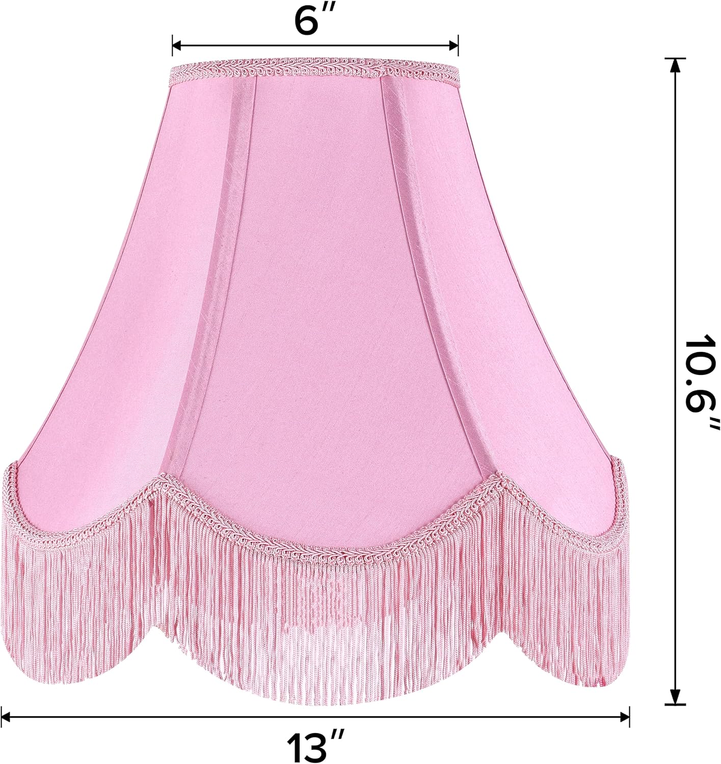 GO&SO Lamp Shades 1PC,6" x 13" x 10.6",Pink Fringe Scalloped Lamp Shade | Hand Crafted,Silk Fabric,Victorian Lamp Shade,Spider Fitter,Bell Lamp Shades for Table Lamps,Easy Assembly