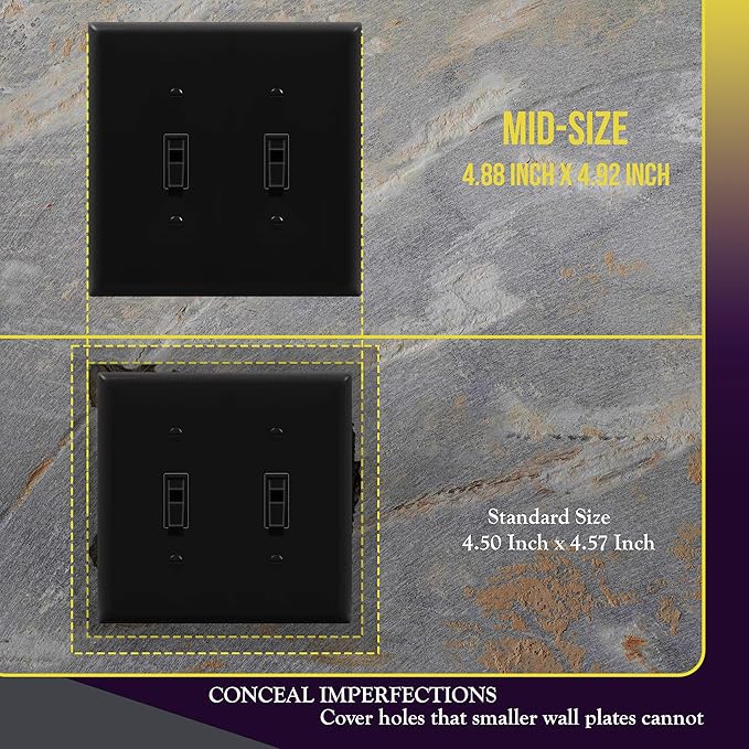 ENERLITES Mid-Size Toggle Light Switch Wall Plate, Midway Size 2-Gang 4.88" x - Image 2