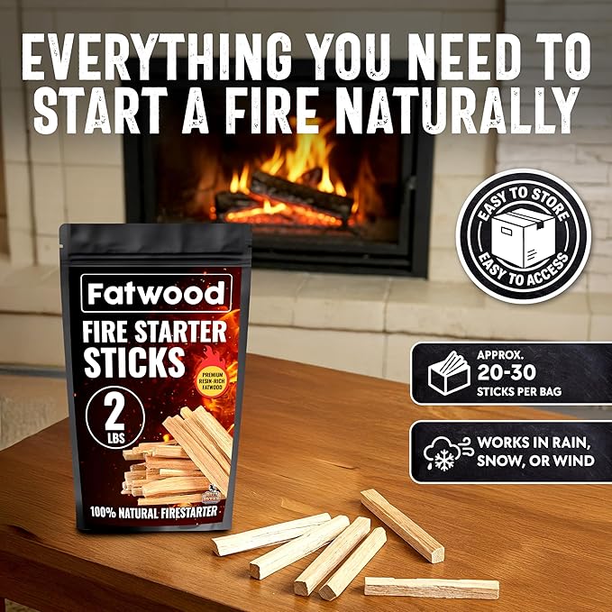 2lb Fatwood Fire Starter Sticks | 100% Natural Fire Starters - Image 4