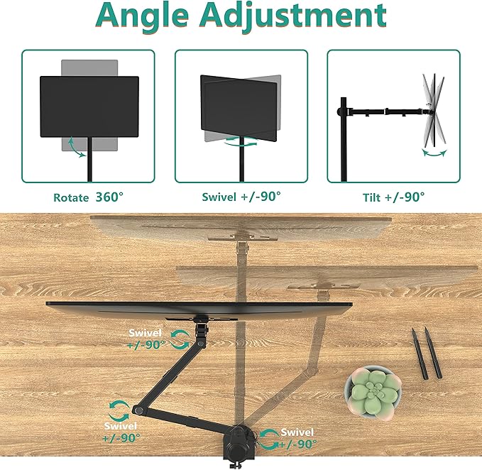 WALI Monitor Arm Mount for Desk, Single Extra Tall Computer Desk Mount - Image 5