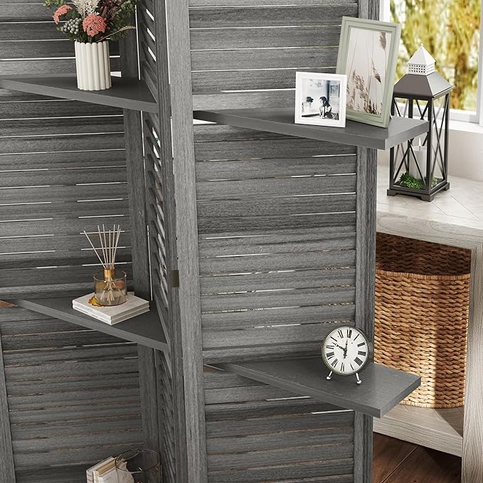 HOMCOM Room Divider, 4 Panel 67" Tall Wood Privacy Screen - Image 9