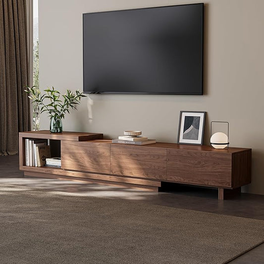 Etelifrank Extendable TV Stand for 65-100 Inches TVs – Walnut Entertainment by Etelifrank