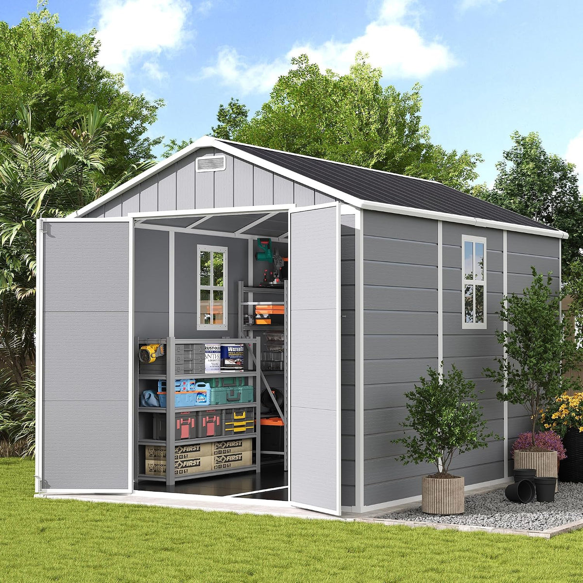 udpatio storage shed 8 x 10 ft, resin, main product view