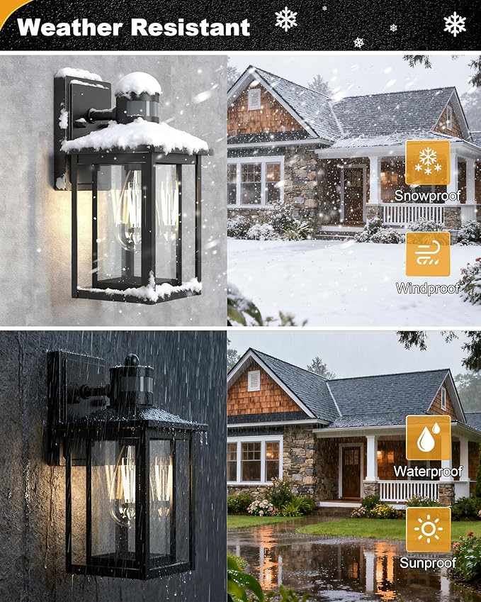 LTBLIGHT 2-Pack Motion Sensor Outdoor Lights, Modern Black Dusk to Dawn Porch - Image 5