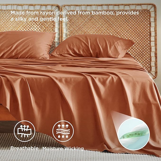 Bedsure Queen Sheet Set, Rayon Derived from Bamboo, Cooling Sheets, Breathable - Image 3