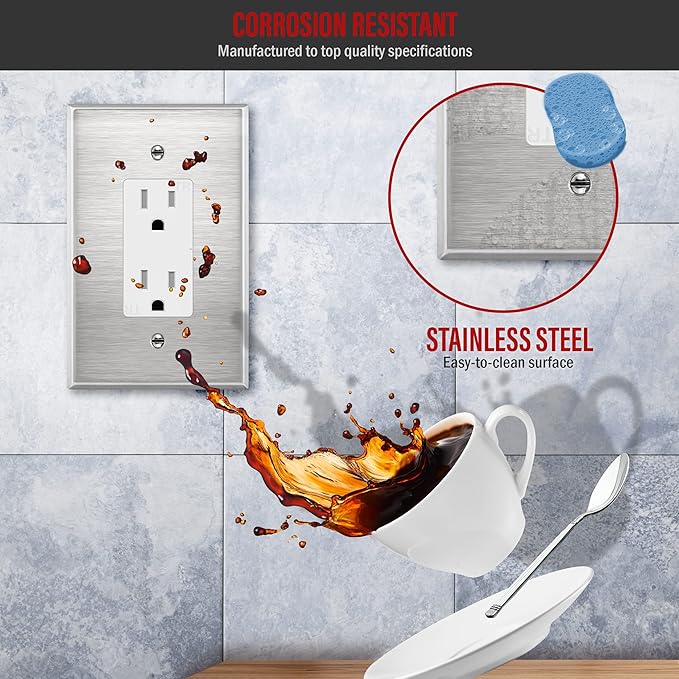 ENERLITES Decorator Switch or Receptacle Outlet Metal Wall Plate, Corrosion - Image 3