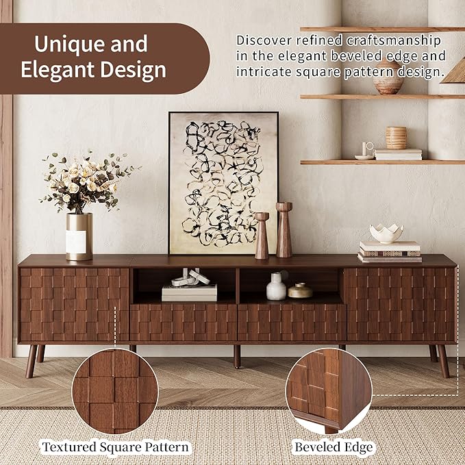 Virubi Mid-Century Modern TV Stand, Entertainment Center - Image 3