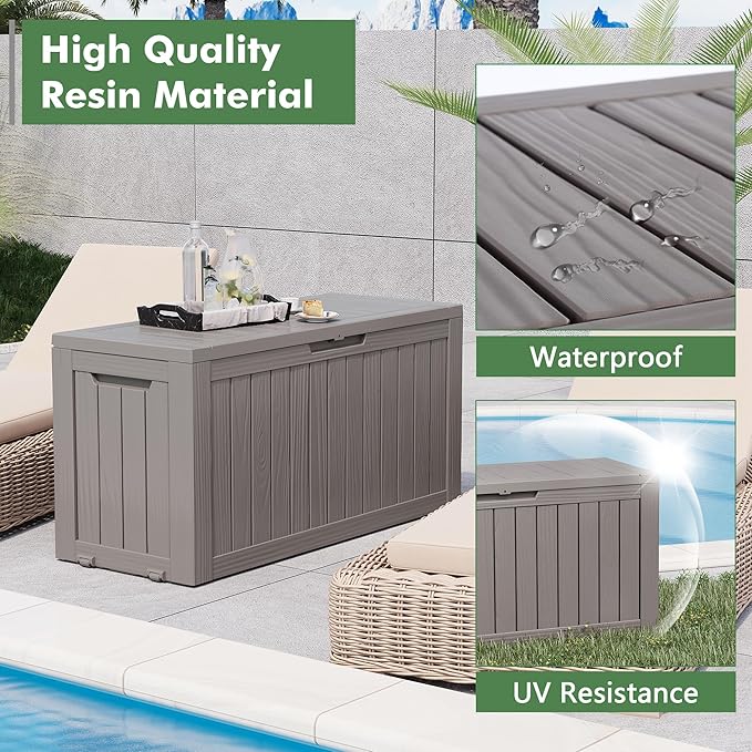 NUNU LAB Outdoor Storage Box, 80 Gallon Large Resin Sturdy Deck Box, Backyard - Image 2