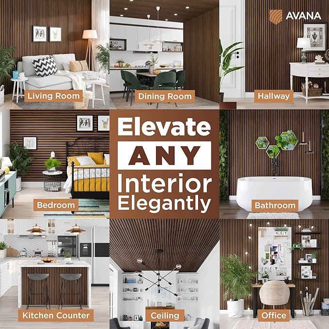 Avana Acoustic Wood Wall Panels – 47.2 x 12.6 Inch Rustic Walnut Acoustic - Image 3