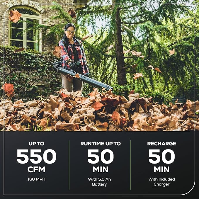 Greenworks 60V 550 CFM Brushless Backpack Blower, 5.0Ah Battery and 6A Charger - Image 3