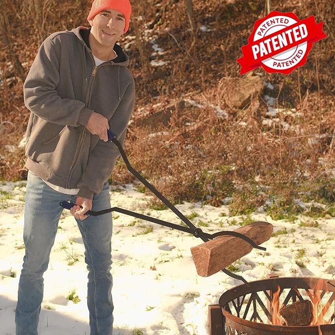 40" Fire Log Tongs Firewood Grabber and Fire Poker Set, Large Fire Pit Tool - Image 2