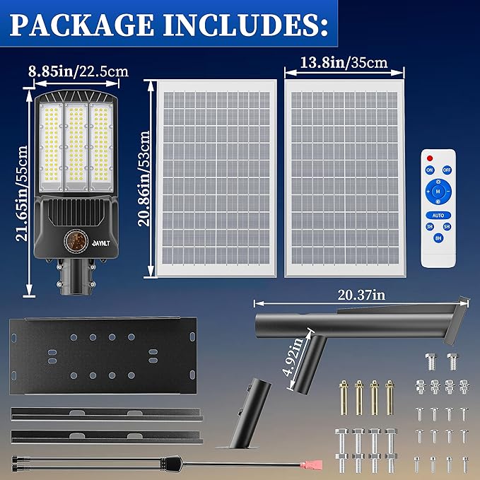 JAYNLT Y-9800W Solar Street Lights Outdoor, 750000LM 6500K High Powered - Image 7