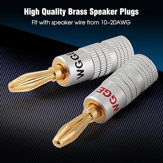 WGGE WG-009 Banana Plugs Audio Jack Connector, 24k Gold Dual Screw Lock Speaker - Image 9
