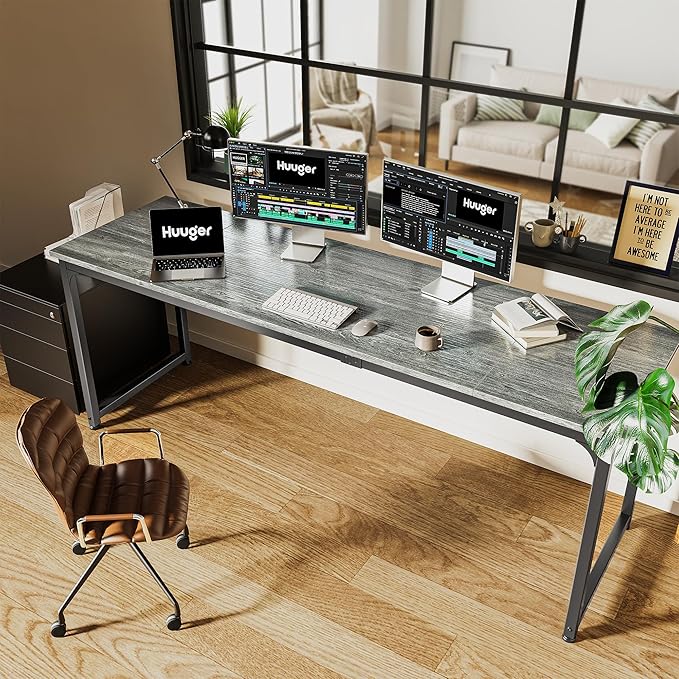 Huuger Computer Desk, 80 Inch Office Desk, Gaming Desk - Image 6