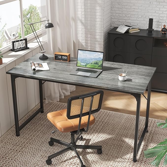 Huuger Computer Desk, 55 Inch Home Office Desk, Gaming Writing Work from Home - Image 7